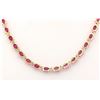 Image 3 : 30.65 CTW Natural African Ruby And Diamond Necklace In 14k Yellow Gold