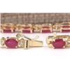 Image 4 : 30.65 CTW Natural African Ruby And Diamond Necklace In 14k Yellow Gold