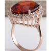 Image 3 : 18.07 CTW Natural Hessonite Garnet And Diamond Ring 14K Solid Rose Gold