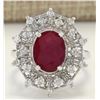 Image 1 : 3.87 CTW Natural Ruby And Diamond Ring In 14K White Gold