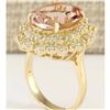 Image 3 : 8.70 CTW Natural Morganite And Diamond Ring In 18K Solid Yellow Gold