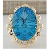 Image 1 : 13.85 CTW Natural Topaz And Diamond Ring In 14K Yellow Gold
