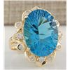 Image 2 : 13.85 CTW Natural Topaz And Diamond Ring In 14K Yellow Gold