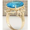 Image 3 : 13.85 CTW Natural Topaz And Diamond Ring In 14K Yellow Gold