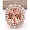 Image 1 : 11.24 CTW Natural Morganite And Diamond Ring In 18K Rose Gold