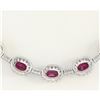 Image 3 : 28.20 CTW Natural Ruby And Diamond Necklace In 18K White Gold