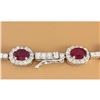 Image 4 : 28.20 CTW Natural Ruby And Diamond Necklace In 18K White Gold