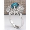 Image 3 : 6.24 CTW Natural Blue Zircon And Diamond Ring 18K Solid White Gold