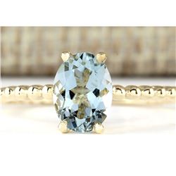 1.07 CTW Natural Aquamarine Ring In 14k Yellow Gold