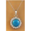 Image 1 : 1.82 CTW Turquoise 14K White Gold Diamond Necklace