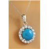 Image 2 : 1.82 CTW Turquoise 14K White Gold Diamond Necklace