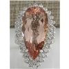 Image 1 : 13.05 CTW Natural Peach Morganite And Diamond Ring In 14K Solid White Gold