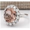 Image 2 : 7.04 CTW Natural Morganite And Diamond Ring In 18K White Gold