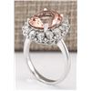 Image 3 : 7.04 CTW Natural Morganite And Diamond Ring In 18K White Gold