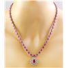 Image 3 : 28.11 CTW Ruby 18K White Gold Diamond Necklace