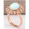 Image 3 : 4.15 CTW Natural Opal And Diamond Ring In 18K Rose Gold