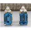 Image 1 : 2.65 CTW Natural Topaz And Diamond Earrings 18K Solid Yellow Gold