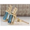 Image 2 : 2.65 CTW Natural Topaz And Diamond Earrings 18K Solid Yellow Gold