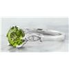Image 2 : 1.50 CTW Peridot 14K White Gold Diamond Ring