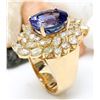 Image 4 : 10.73 CTW Natural Tanzanite 18K Solid Yellow Gold Diamond Ring