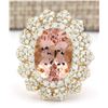 Image 1 : 7.51 CTW Natural Morganite And Diamond Ring In 18K Solid Yellow Gold