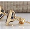 Image 2 : 3.21 CTW Natural Blue Sapphire Earrings 14k Solid Yellow Gold