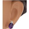 Image 5 : 6.02 CTW Natural Amethyst 18K Solid White Gold Diamond Stud Earrings