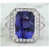 Image 1 : 14.10 CTW Tanzanite 18K White Gold iamond Ring