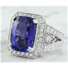Image 2 : 14.10 CTW Tanzanite 18K White Gold iamond Ring