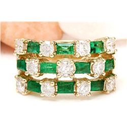 2.70 CTW Natural Emerald 14K Solid Yellow Gold Diamond Ring