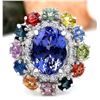 Image 1 : 10.76 CTW Natural Tanzanite, Sapphire 18K Solid White Gold Diamond Ring