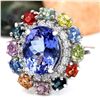 Image 2 : 10.76 CTW Natural Tanzanite, Sapphire 18K Solid White Gold Diamond Ring