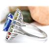 Image 3 : 10.76 CTW Natural Tanzanite, Sapphire 18K Solid White Gold Diamond Ring
