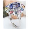Image 5 : 10.76 CTW Natural Tanzanite, Sapphire 18K Solid White Gold Diamond Ring