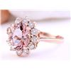 Image 2 : 2.05 CTW Natural Morganite 18K Solid Rose Gold Diamond Ring