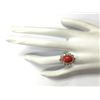 Image 4 : 4.81 CTW Natural Red Coral And Diamond Ring In 14K White Gold