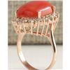Image 3 : 10.18 CTW Natural Red Coral And Diamond Ring 14K Solid Rose Gold