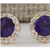 Image 1 : 3.65 CTW Natural Amethyst And Diamond Earrings 18K Solid Yellow Gold
