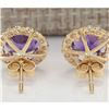 Image 2 : 3.65 CTW Natural Amethyst And Diamond Earrings 18K Solid Yellow Gold