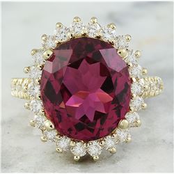 9.28 CTW Tourmaline 14K Yellow Gold Diamond Ring