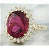 Image 2 : 9.28 CTW Tourmaline 14K Yellow Gold Diamond Ring