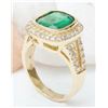 Image 4 : 5.28 CTW Natural Emerald 18K Solid Yellow Gold Diamond Ring