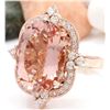 Image 2 : 12.16 CTW Natural Morganite 18K Solid Rose Gold Diamond Ring