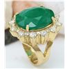 Image 4 : 18.59 CTW Natural Emerald 14K Solid Yellow Gold Diamond Ring