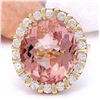 Image 1 : 15.31 CTW Natural Morganite 14K Solid Yellow Gold Diamond Ring