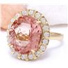 Image 2 : 15.31 CTW Natural Morganite 14K Solid Yellow Gold Diamond Ring