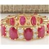 Image 2 : 7.48 CTW Natural Ruby And Diamond Ring In 18K Yellow Gold