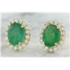 Image 2 : 4.70 CTW Emerald 14K Yellow Gold Diamond Earrings