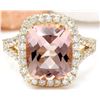 Image 1 : 4.63 CTW Natural Morganite 18K Solid Yellow Gold Diamond Ring