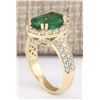 Image 3 : 3.46 CTW Natural Emerald And Diamond Ring In 18K Yellow Gold
